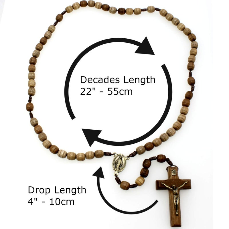 Alexander Castle Our Father Solid Wooden Rosary Beads (Handmade - Brazilian Walnut) with Madonna Medallion Junction - Comes in Velour Gift Pouch - Image 5